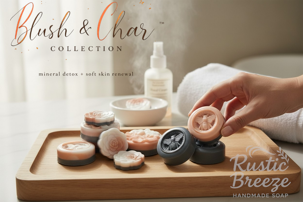 Blush & Char Mineral Spa Gift Set | Skin Renewal Artisan Soap Collection | Ready