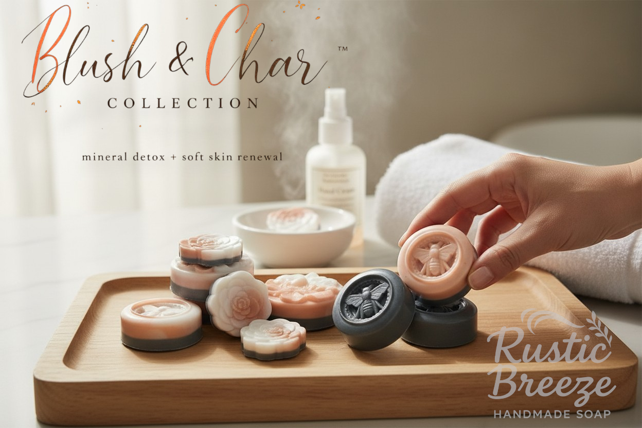 Blush & Char Mineral Spa Gift Set | Skin Renewal Artisan Soap Collection | Ready