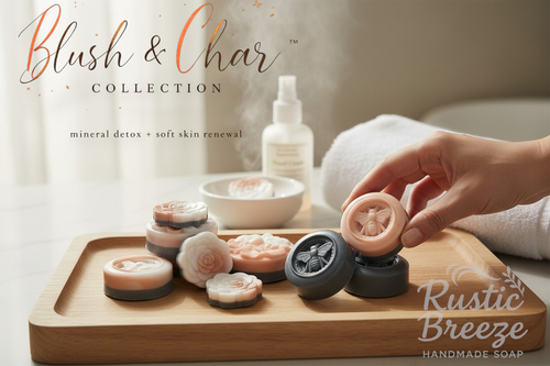 Blush & Char Mineral Spa Gift Set | Skin Renewal Artisan Soap Collection | Ready