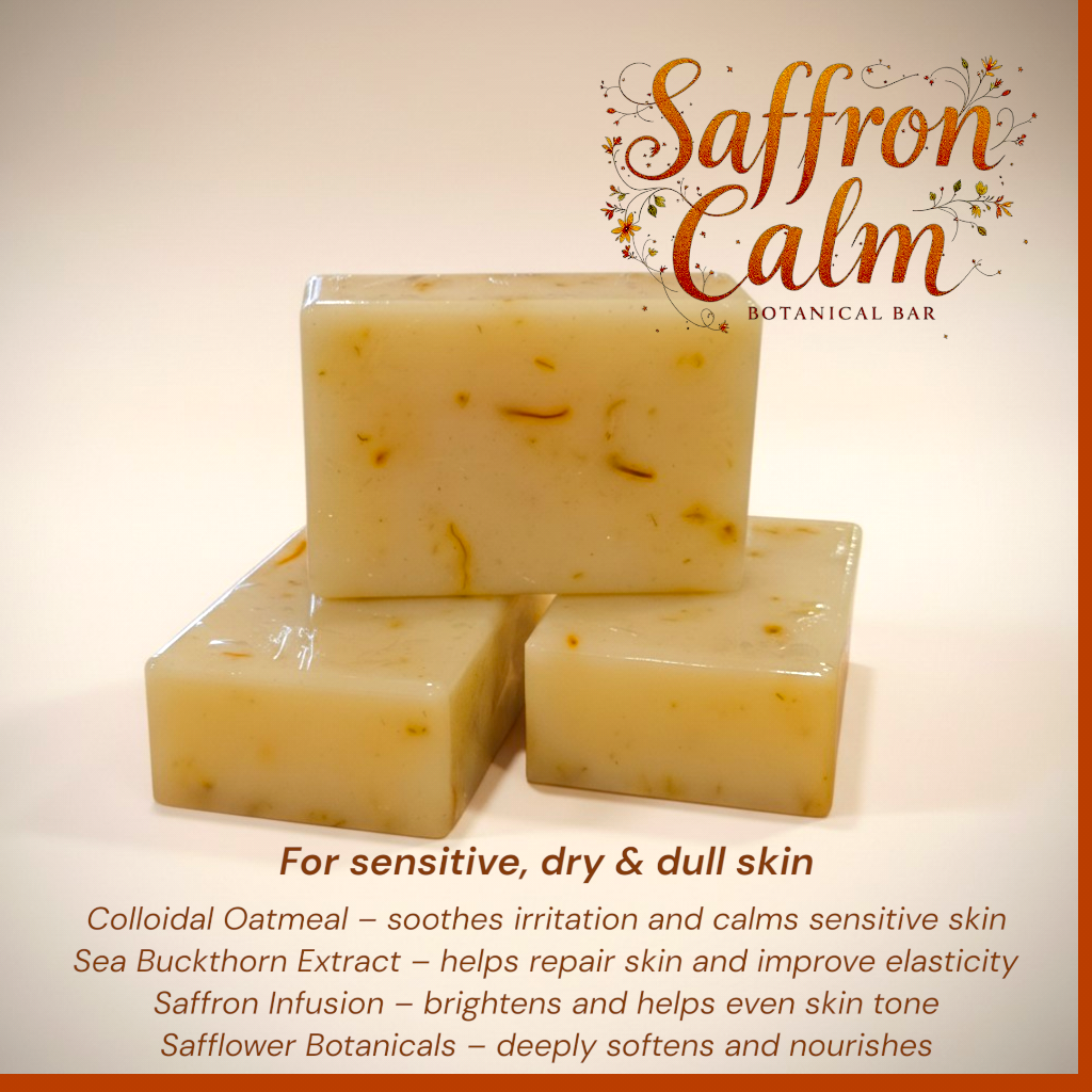 Saffron Calm Botanical Soap Bar | For Sensitive, Dry & Dull Skin