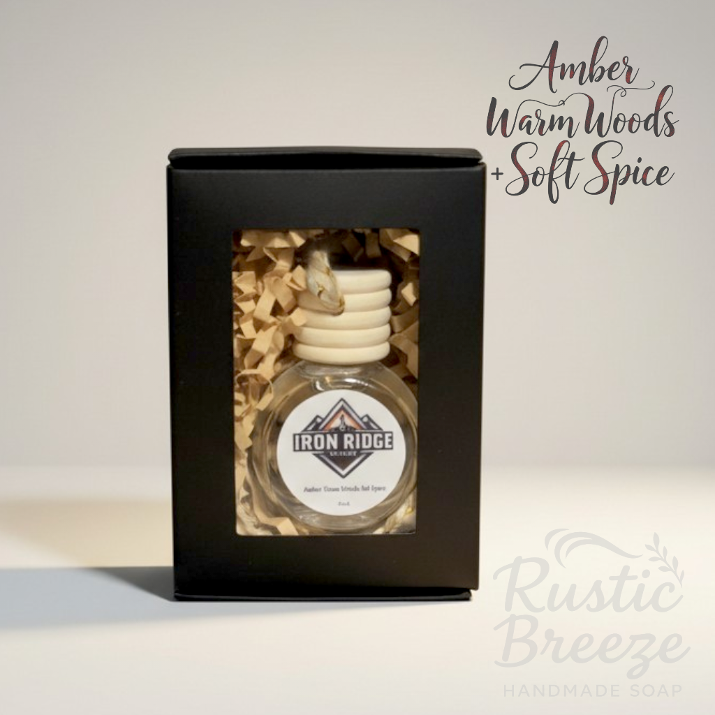 Iron Ridge Car Diffuser — Amber, Warm Woods & Soft Spice