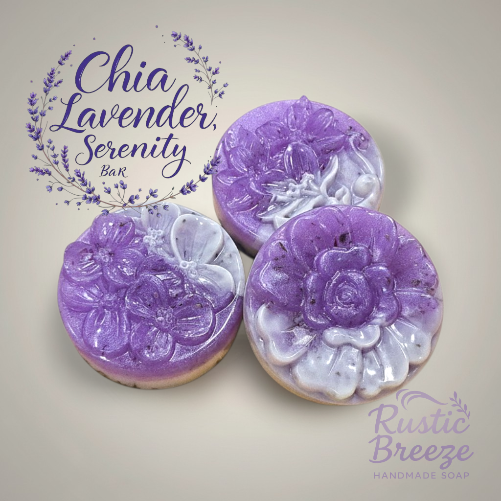 Chia Lavender Serenity Goat Milk Soap – Lavender Botanical Bar with Chia Seeds