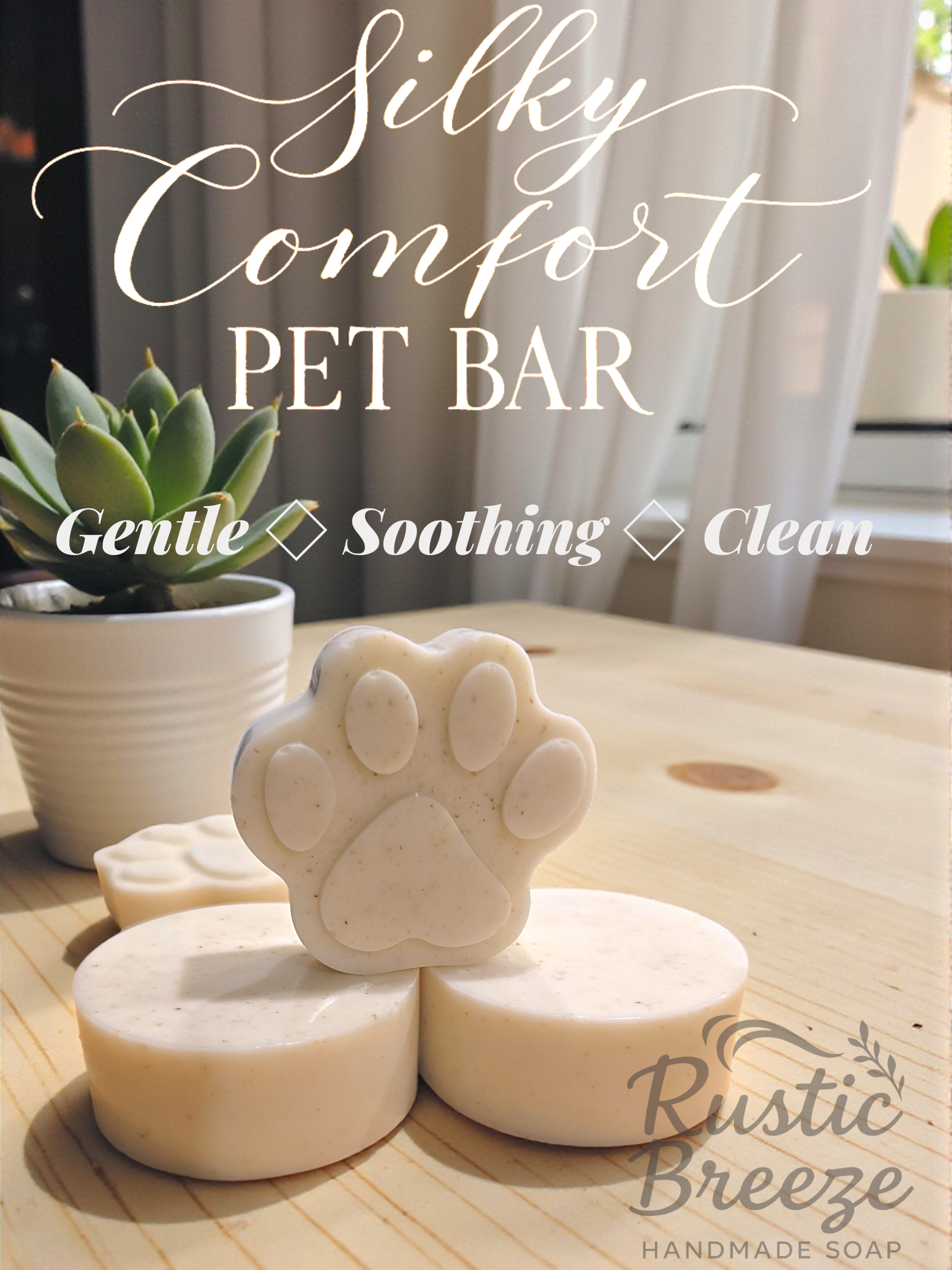 Silky Comfort Pet Bar with Gentle, Soothing, and Clean. Pet Care Bundle – Artisan Soaps for Dogs and Cats.