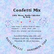 Confetti Mix soap, Little Bloom Bombs, by Kara. Rustic Breeze handmade soap.