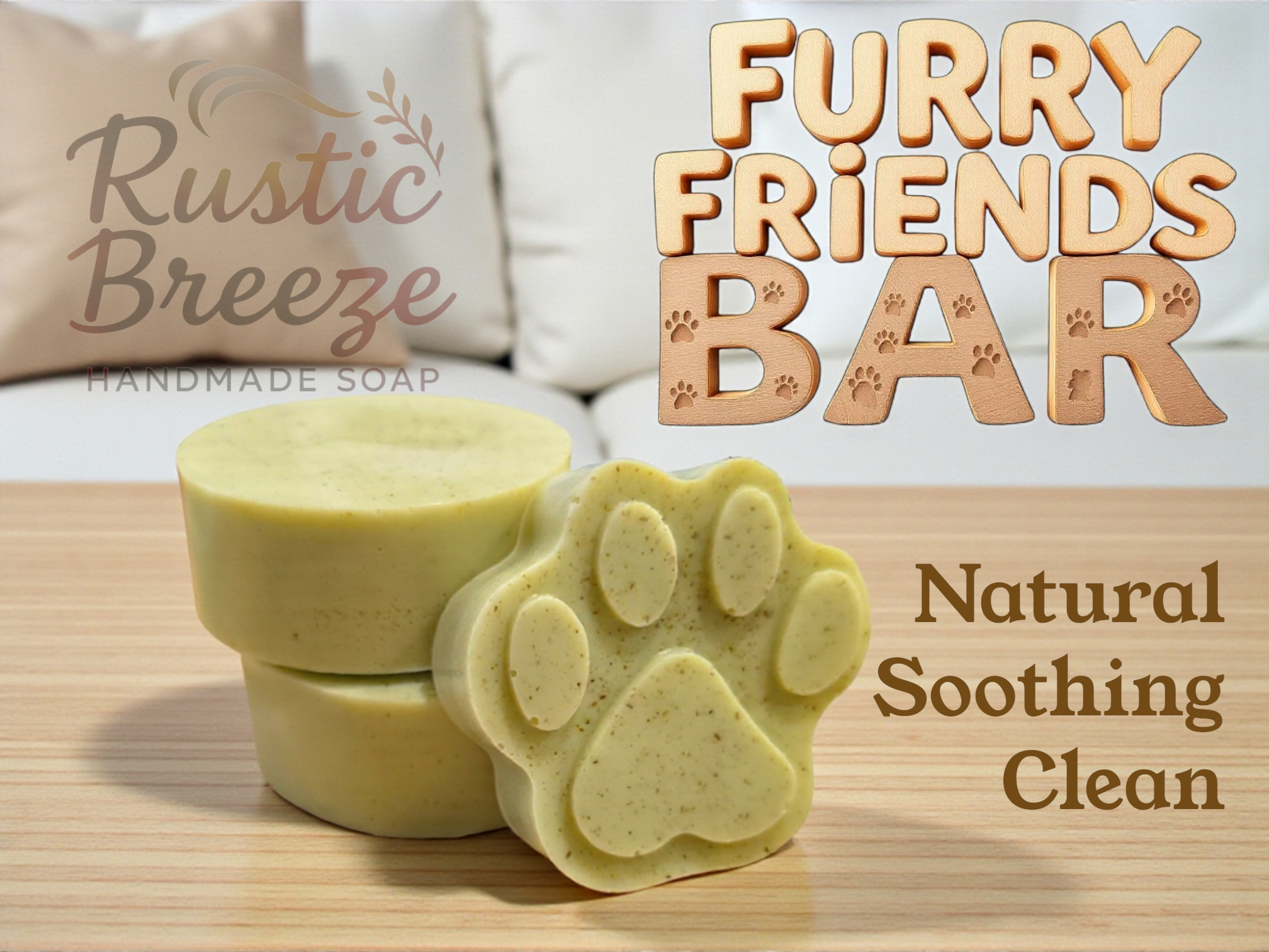 Rustic Breeze handmade soap, Furry Friends Bar, Natural Soothing Clean. Pet Care Bundle – Artisan Soaps for Dogs & Cats