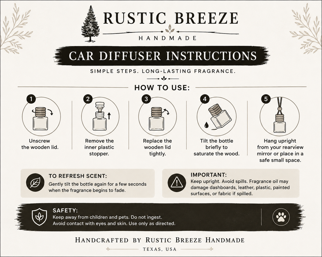 Smoked Cedar Car Diffuser 10 ml | Hanging Cedarwood Car Freshener | Handcrafted
