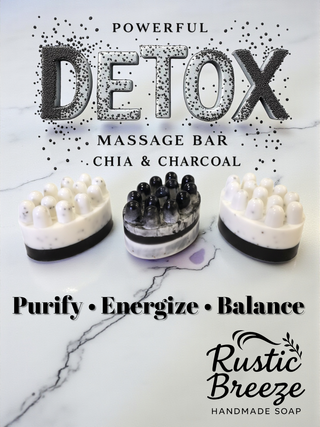 Powerful Detox Massage Bar, Chia & Charcoal
