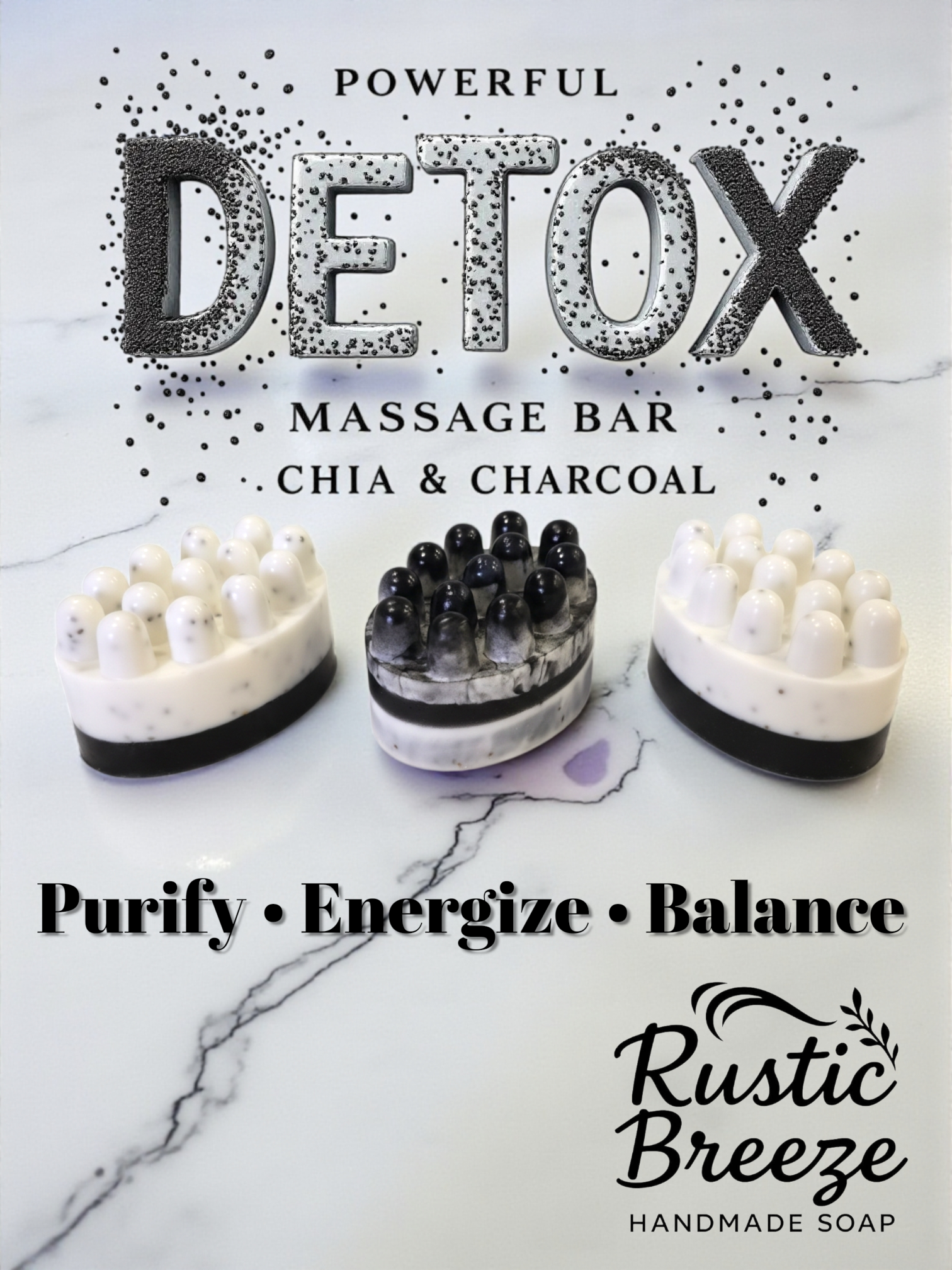 Powerful Detox Massage Bar, Chia & Charcoal