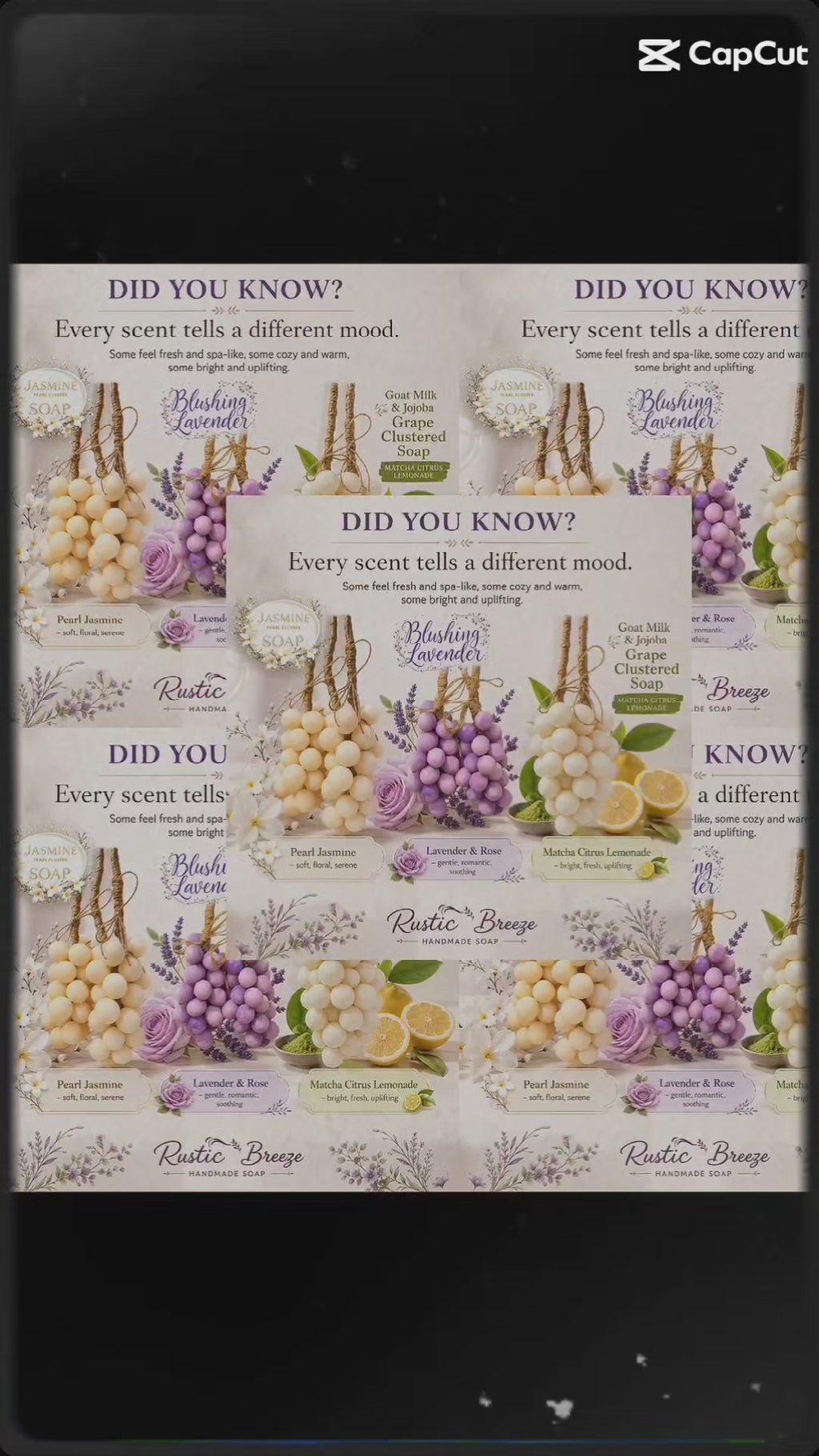Jasmine Pearl Grape Cluster Soap, Goat Milk Jojoba Hanging Soap