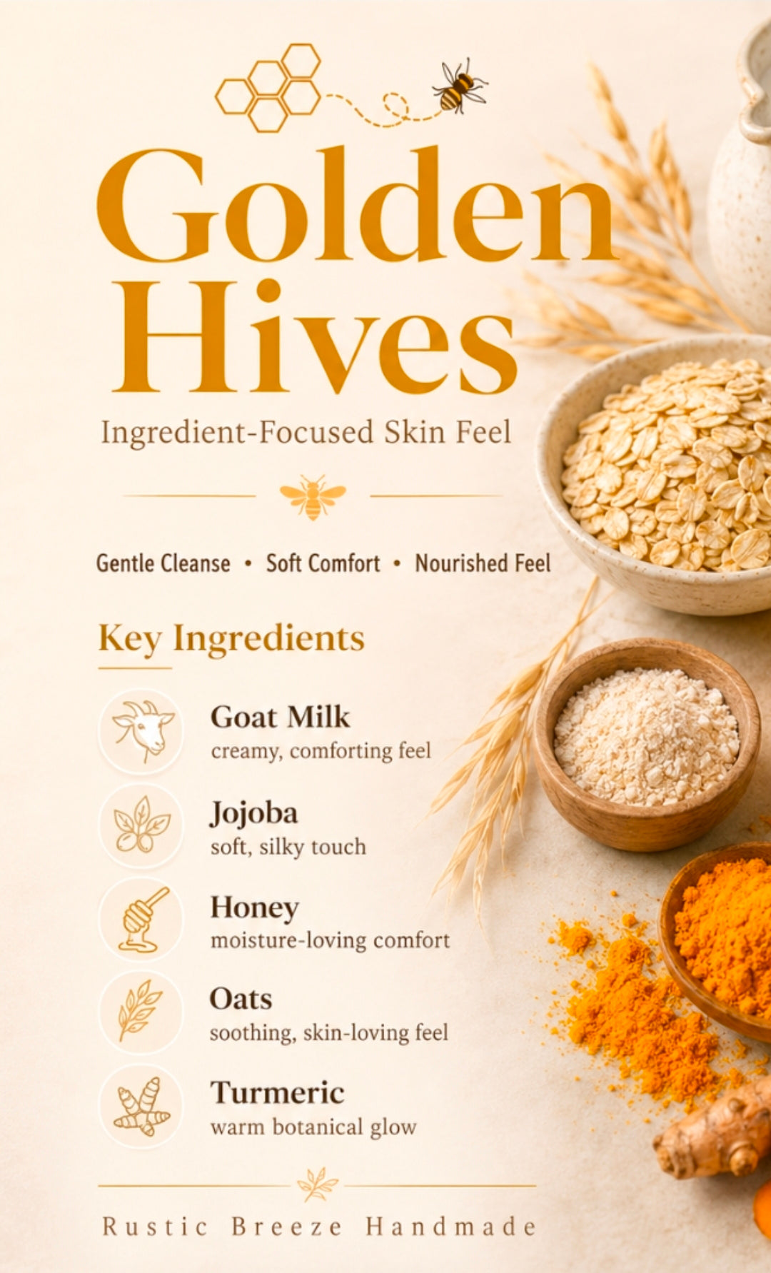 Golden Hives – Oats, Turmeric & Honey Soap