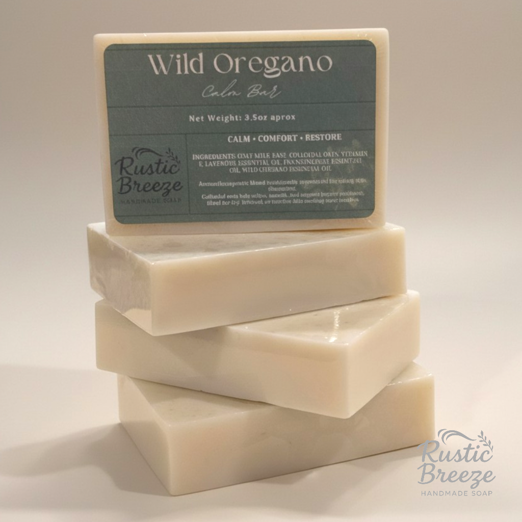 Wild Oregano Calm Bar – Goat Milk · Oats · Lavender · Frankincense · Melaleuca ·