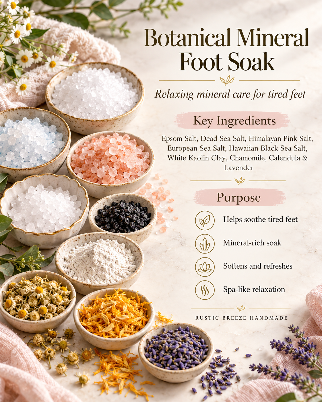 Botanical Mineral Foot Soak | 35g Single-Use Spa Soak