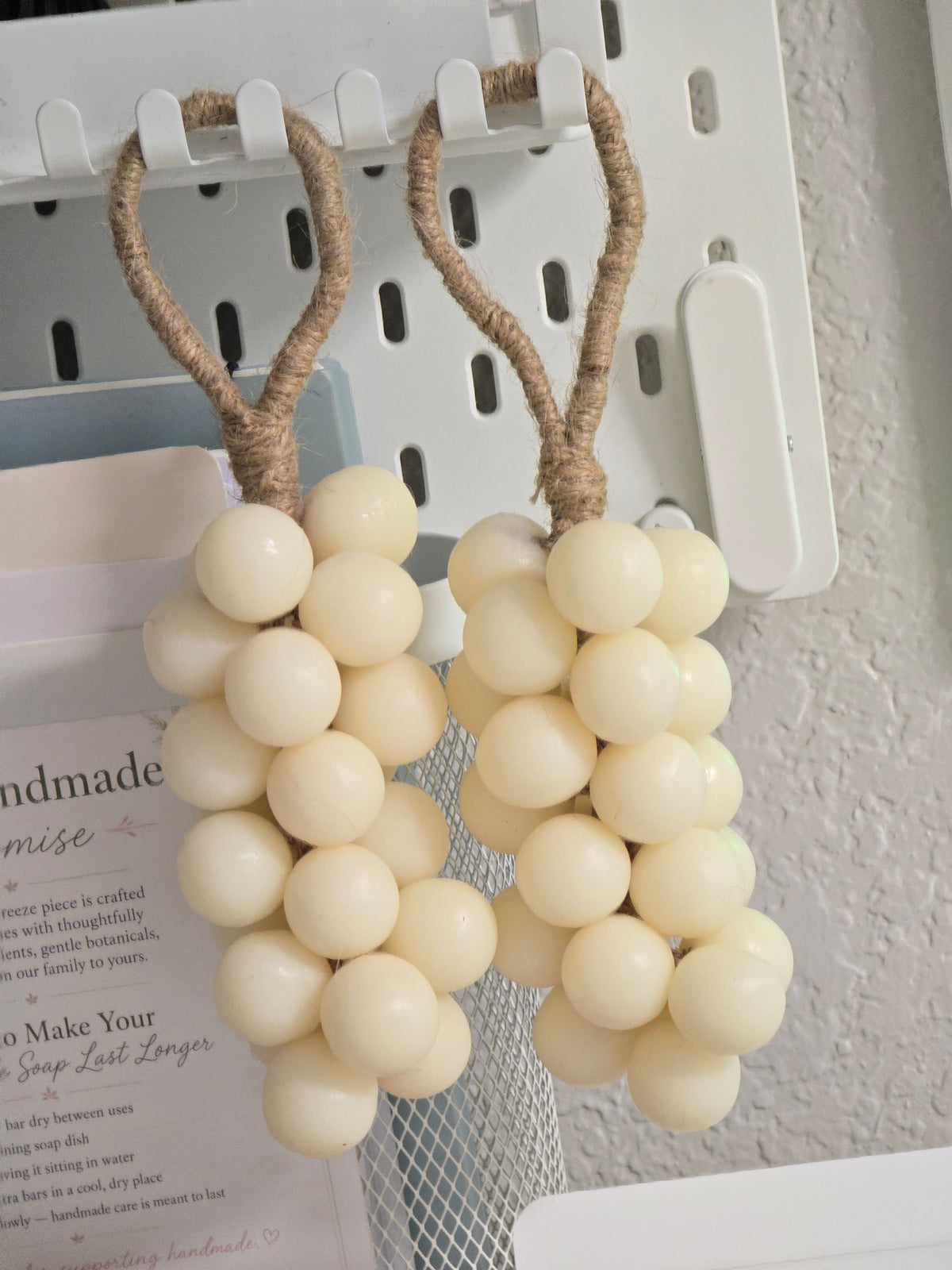 Jasmine Pearl Grape Cluster Soap, Goat Milk Jojoba Hanging Soap