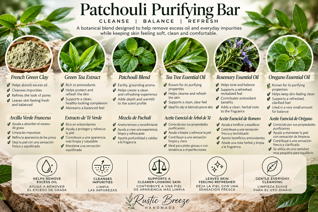 Patchouli Purifying Bar | French Green Clay + Green Tea Body Soap